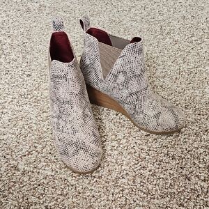 Toms Snake Print Wedge Ankle Boots